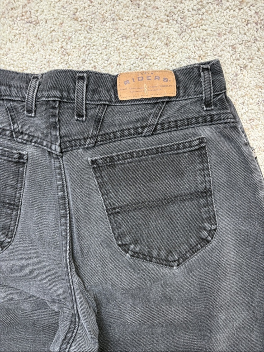 Riders by Lee Denim Jeans 12 Petite Black Grey Acid Wash High Rise Tapered USA - Picture 2 of 7
